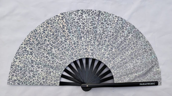 PARACOSMIC Reflective Foldable Hand Fan - Abstract White - PARACOSMIC