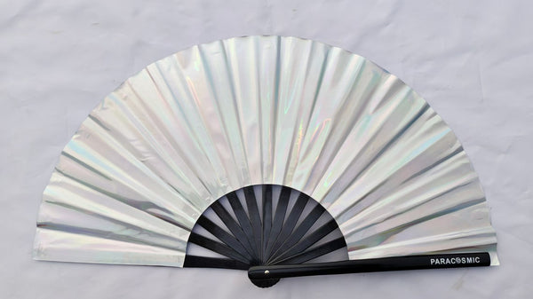 PARACOSMIC Holographic Foldable Hand Fan - Silver - PARACOSMIC