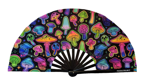 PARACOSMIC UV Foldable Hand Fan - Psy Mushroom - PARACOSMIC