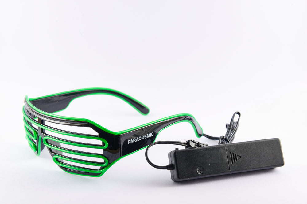 PARACOSMIC Light Up Shutter Shades - Green - PARACOSMIC