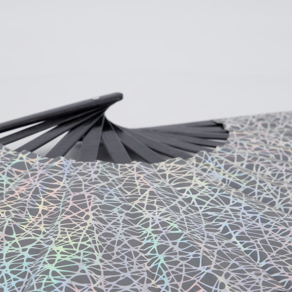 PARACOSMIC Reflective Foldable Hand Fan - Abstract White - PARACOSMIC