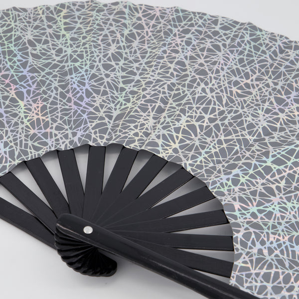 PARACOSMIC Reflective Foldable Hand Fan - Abstract White - PARACOSMIC