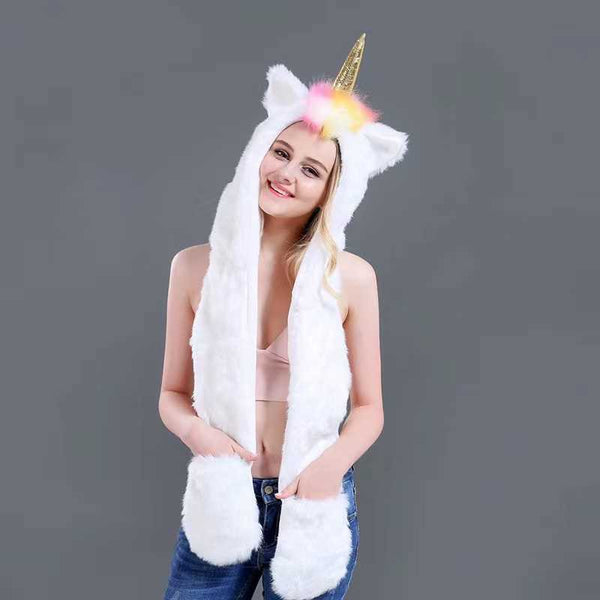 LED Faux Fur Rave Hood - Unicorn