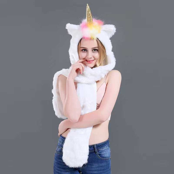 LED Faux Fur Rave Hood - Unicorn