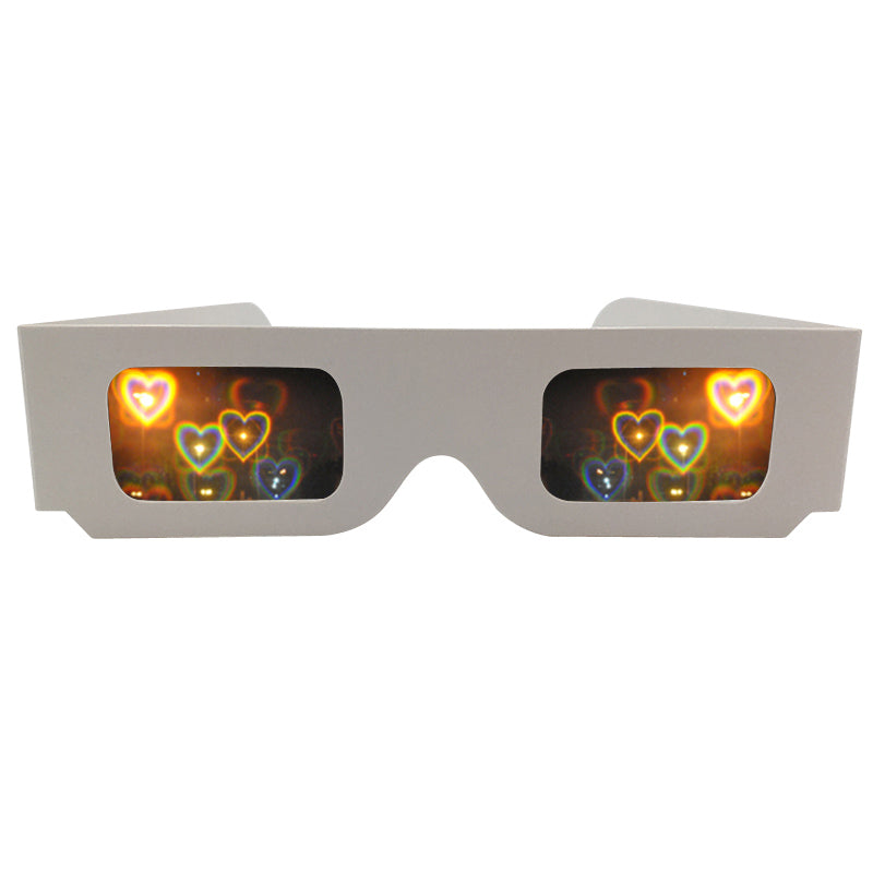 Paper Heart Diffraction Glasses - White