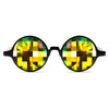 GloFX Black Frame Kaleidoscope Glasses with Bug Eye Rainbow Lenses [Flat Back]