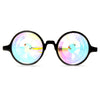 GloFX Black Frame Kaleidoscope Glasses with Rainbow WORMHOLE Lenses