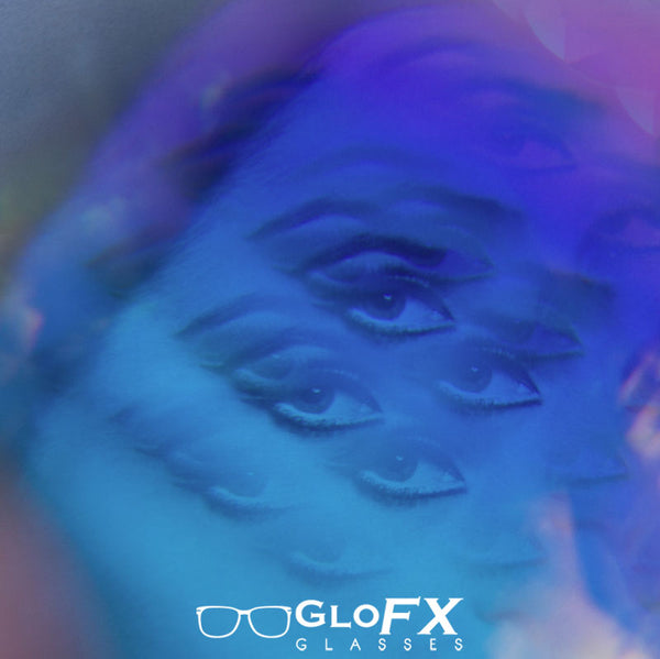 GloFX Black Frame Kaleidoscope Glasses with Bug Eye Rainbow Lenses [Flat Back] - PARACOSMIC