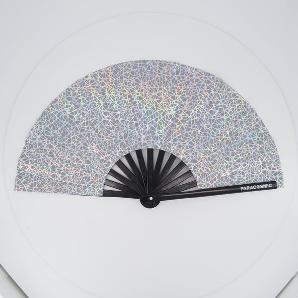 PARACOSMIC Reflective Foldable Hand Fan - Abstract White - PARACOSMIC